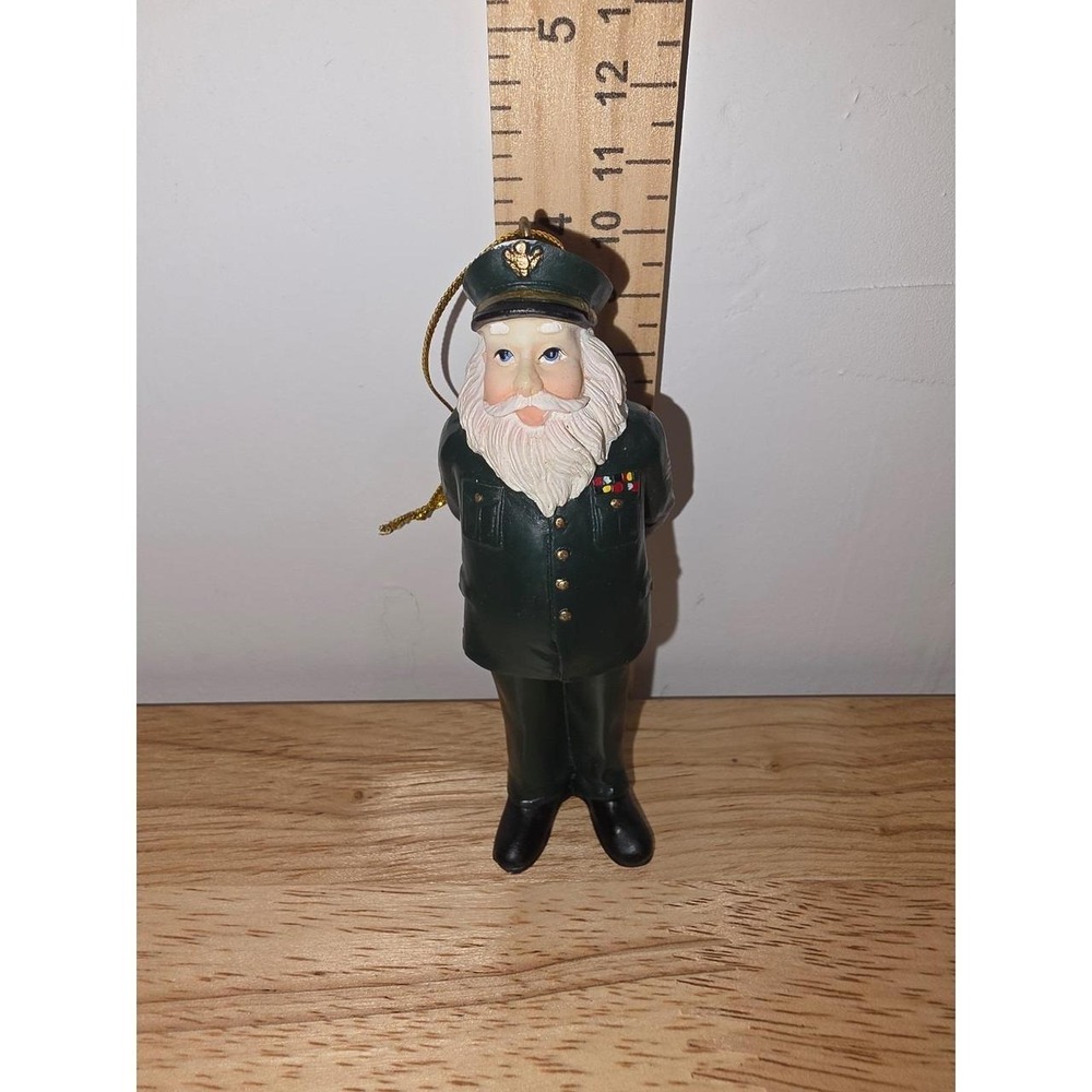 vintage military or naval officer Santa Claus resin Christmas tree ornament
